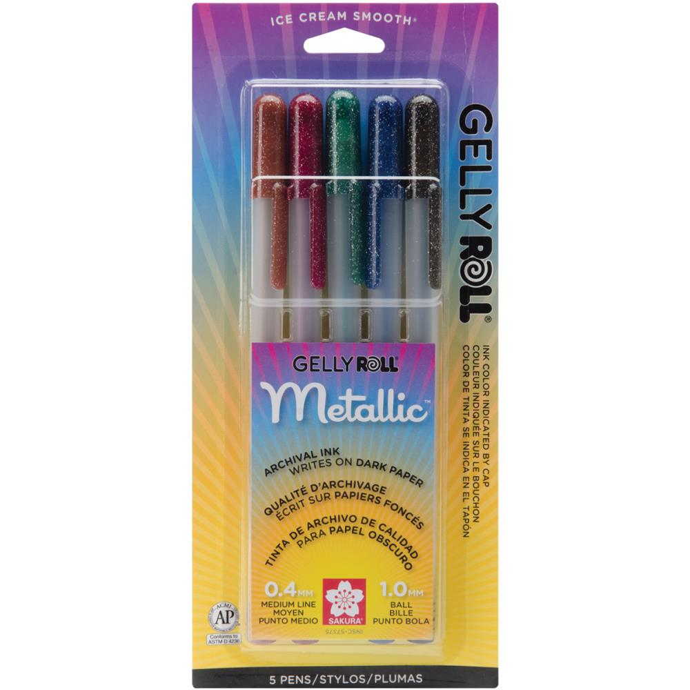 Sakura Gelly Roll Metallic Medium Point Pens 5 Pack Sepia Burgundy